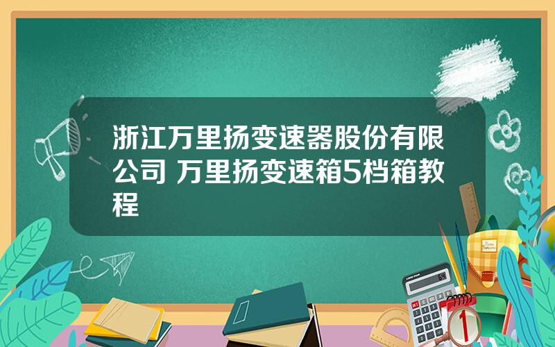 浙江万里扬变速器股份有限公司 万里扬变速箱5档箱教程